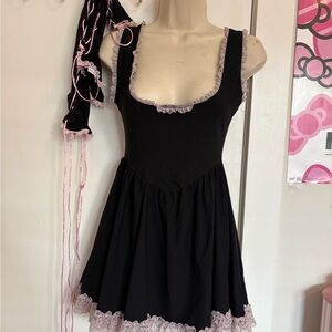 Dolls Kill Black and Pink Mini Dress
